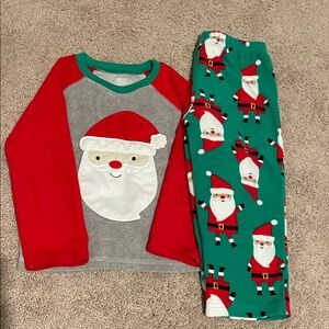 Festive Santa Kids Pajamas Set - Red and Green